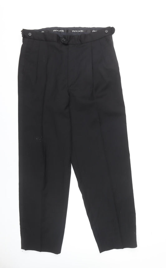 Pierre Cardin Men's Black 34R Classic Fit Pleated Dress Trousers