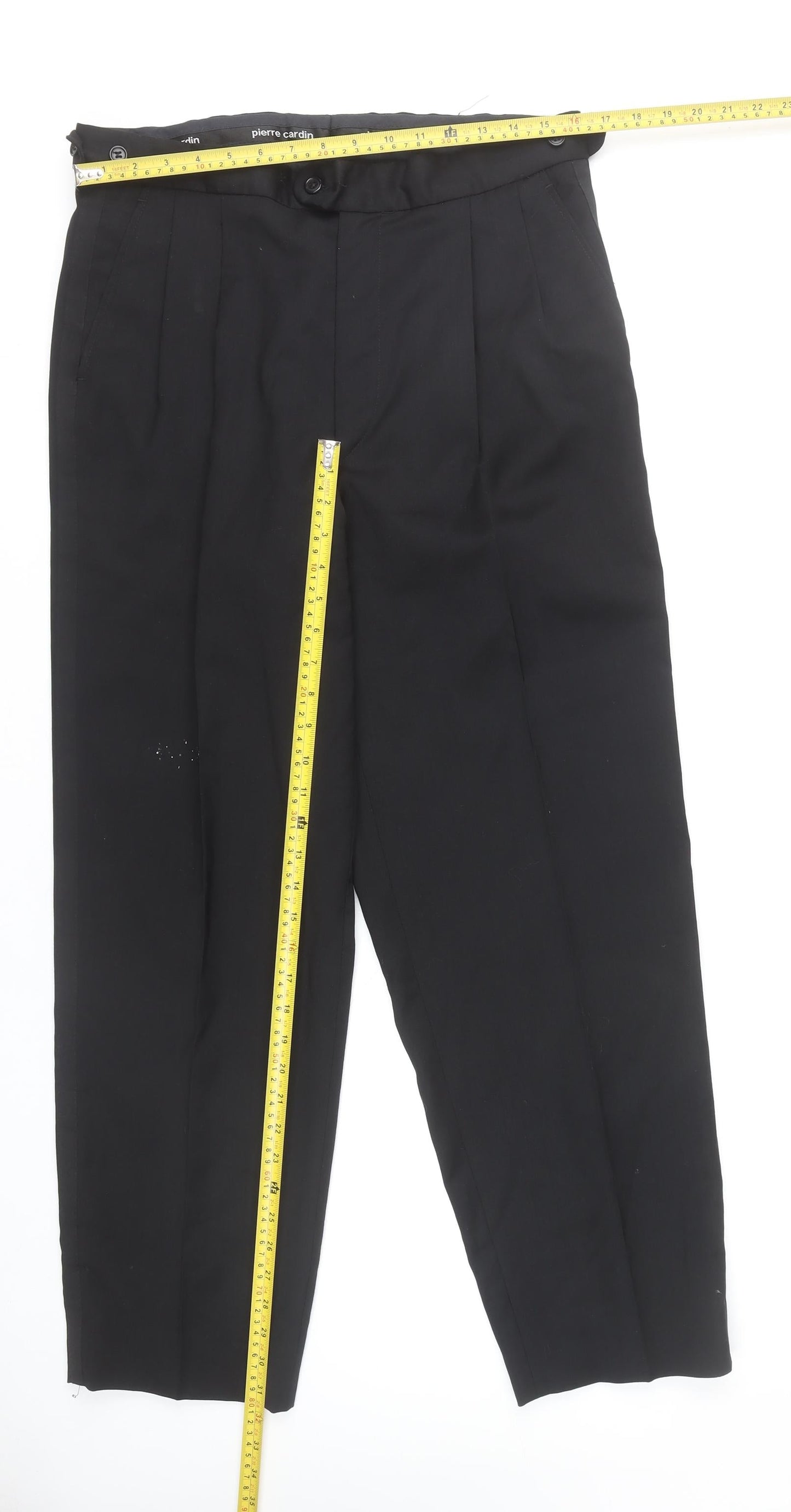 Pierre Cardin Men's Black 34R Classic Fit Pleated Dress Trousers