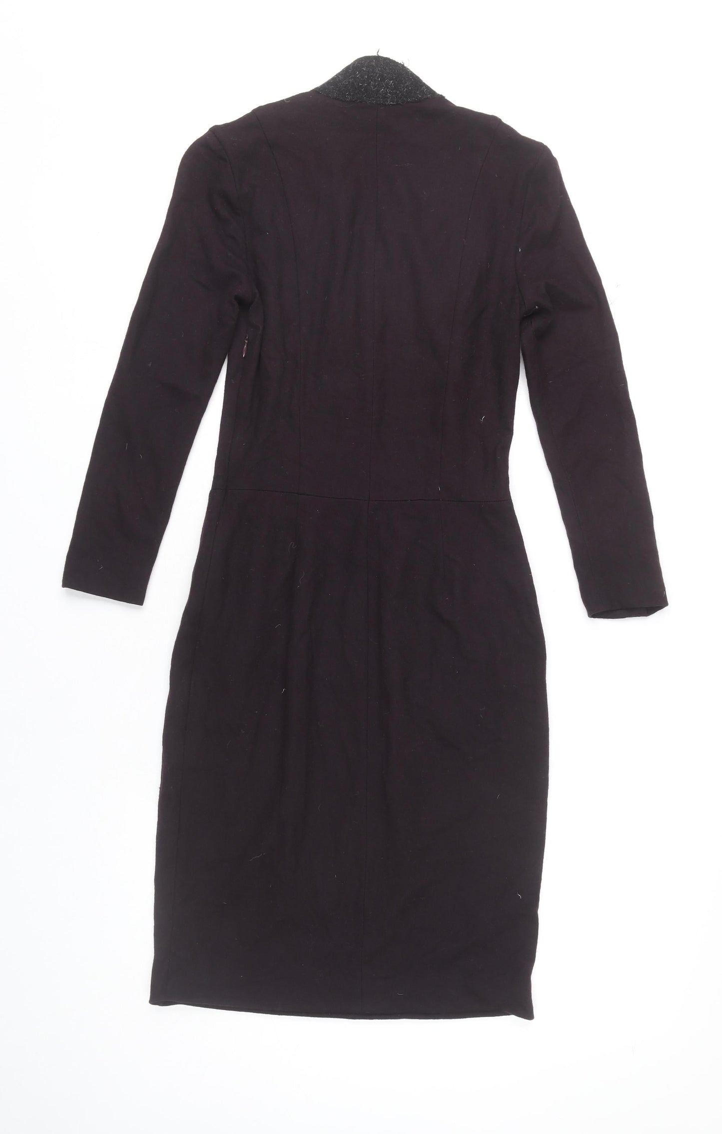 Nicole Farhi Women's Black Wool Cotton Sheath Dress UK 6 Knee Length