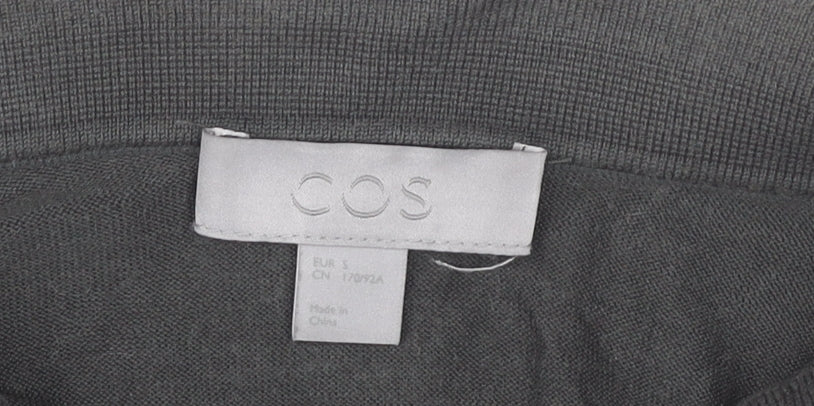 COS Men's Black Silk Cotton Short Sleeve Polo Shirt M Regular Fit