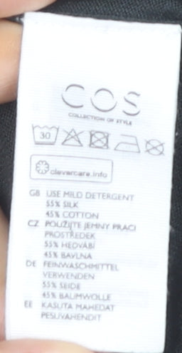 COS Men's Black Silk Cotton Short Sleeve Polo Shirt M Regular Fit