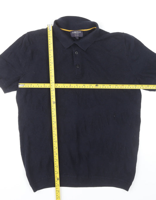 Marks and Spencer Men’s Navy Blue Cotton Polo Shirt L Regular Fit