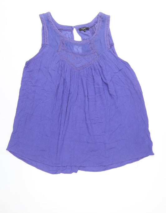 New Look Women’s Purple Plus Size 24 Scoop Neck Crochet Tank Top