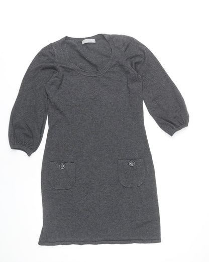 Marks and Spencer Women’s Grey Shift Dress UK 12 Knee Length 3/4 Sleeve