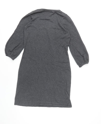 Marks and Spencer Women’s Grey Shift Dress UK 12 Knee Length 3/4 Sleeve