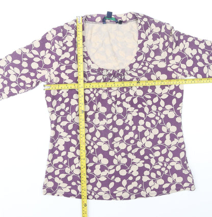 Boden Womens Purple Floral Tunic Blouse Size 14 3/4 Sleeve