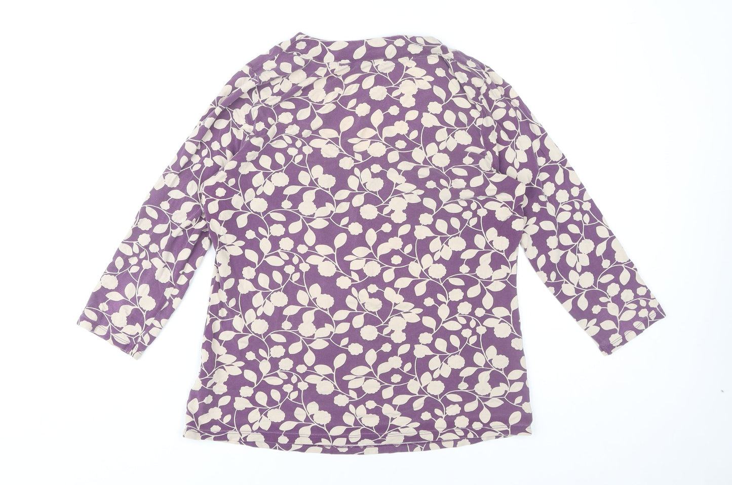 Boden Womens Purple Floral Tunic Blouse Size 14 3/4 Sleeve