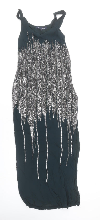 French Connection Women’s Green Sequin Shift Dress UK 10 Party Cocktail