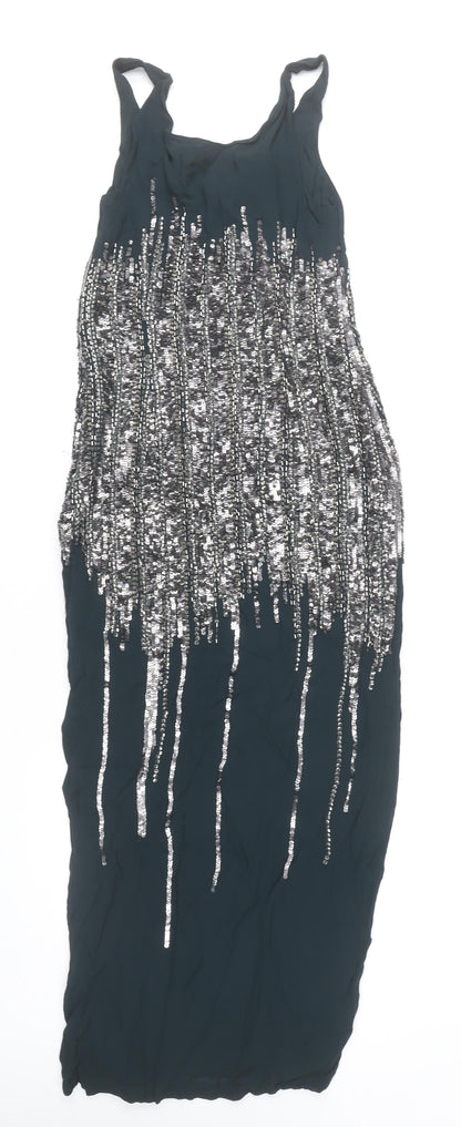 French Connection Women’s Green Sequin Shift Dress UK 10 Party Cocktail