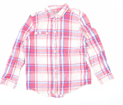 Tommy Hilfiger Men’s Red Plaid Cotton Long Sleeve Button-Up Shirt L