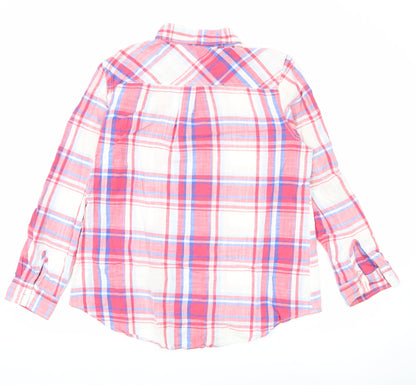 Tommy Hilfiger Men’s Red Plaid Cotton Long Sleeve Button-Up Shirt L