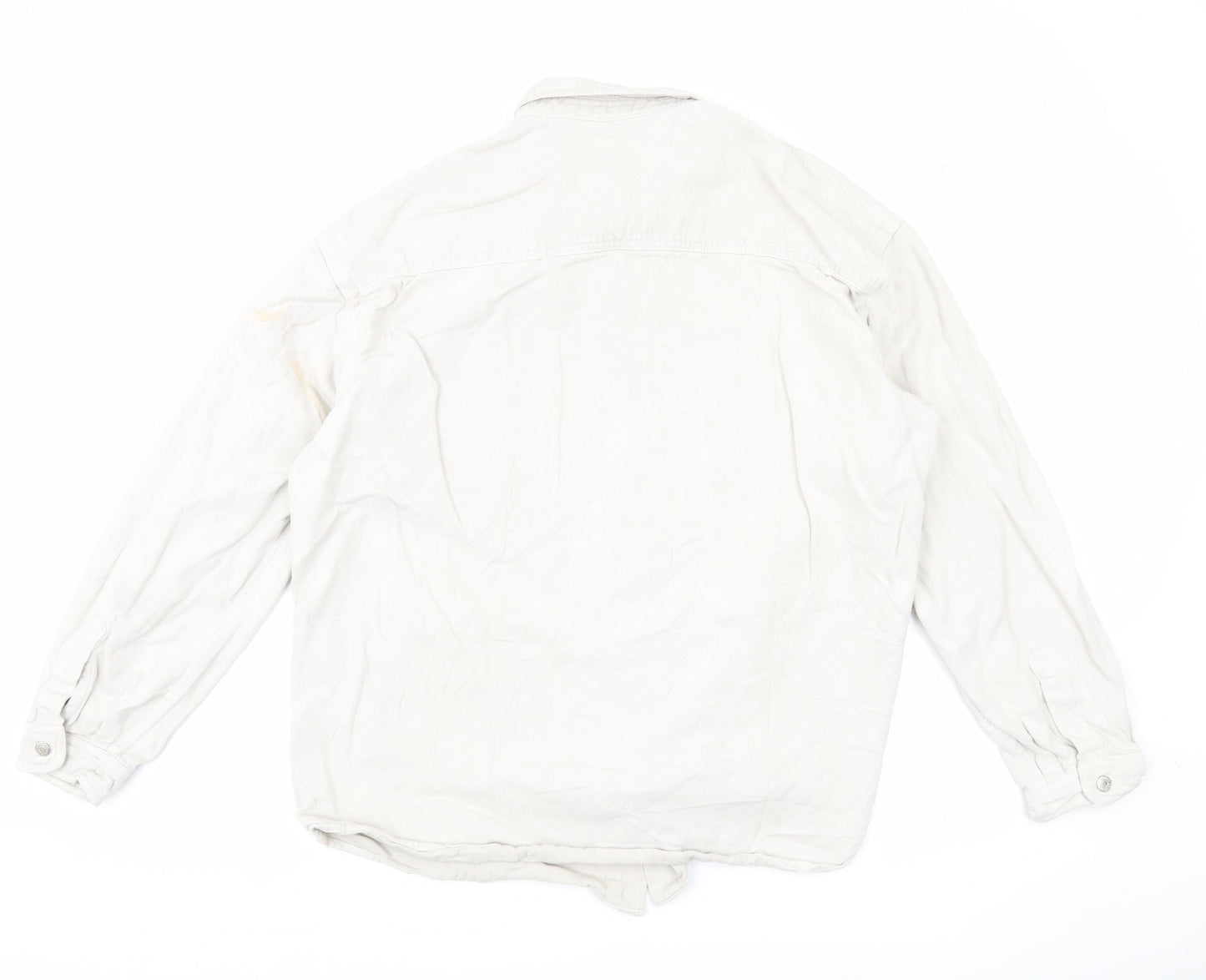 ZARA Men Beige Relaxed Fit Long Sleeve Button-Up Shirt L 48in