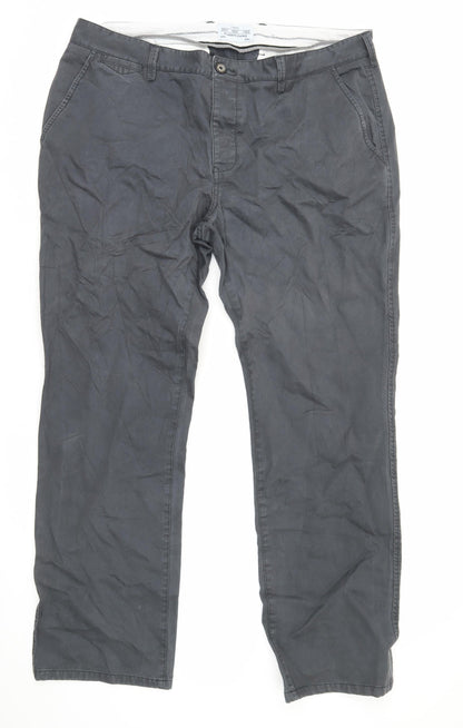 Next Men's Black Classic Chino Trousers 40L Straight Leg Cotton