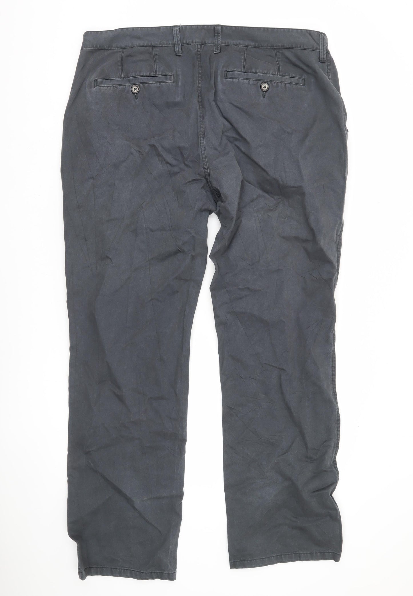 Next Men's Black Classic Chino Trousers 40L Straight Leg Cotton