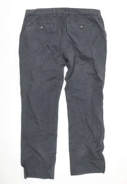Next Men's Black Classic Chino Trousers 40L Straight Leg Cotton