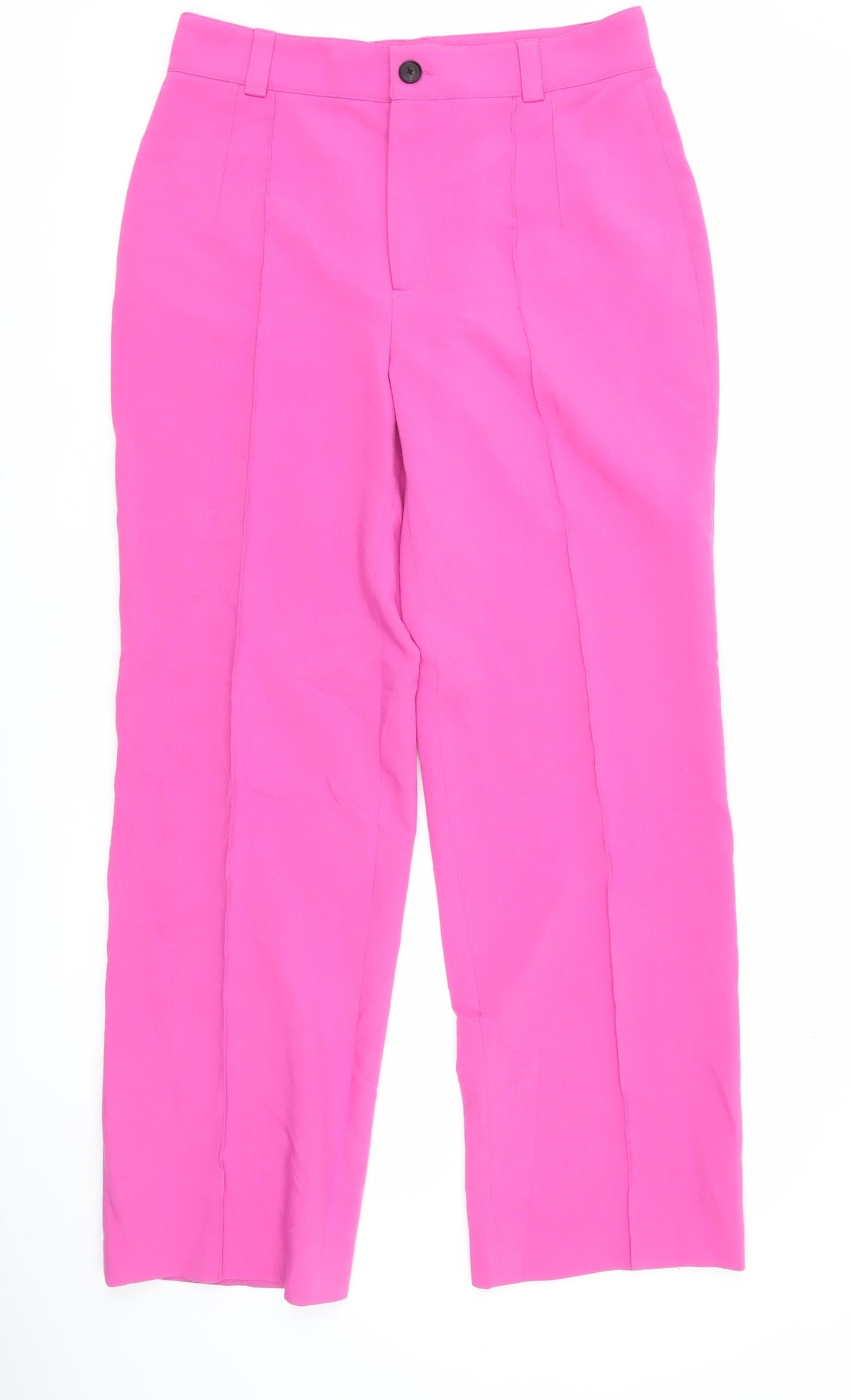 Womens UK Size L Zara Regular Fit CasualWorkwear Pink Trousers