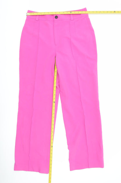 Womens UK Size L Zara Regular Fit CasualWorkwear Pink Trousers