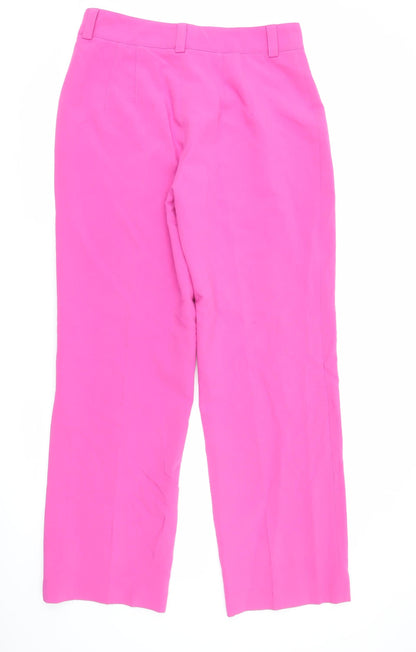 Womens UK Size L Zara Regular Fit CasualWorkwear Pink Trousers