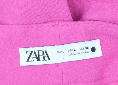 Womens UK Size L Zara Regular Fit CasualWorkwear Pink Trousers