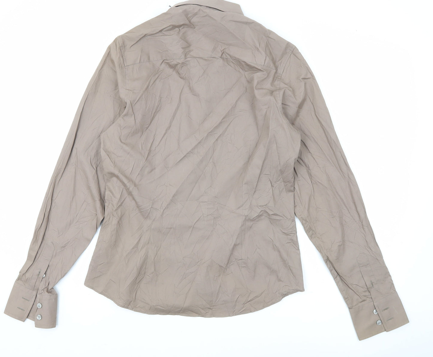 Calvin Klein Jeans Men's Brown Small Cotton Long Sleeve Button-Up Shirt