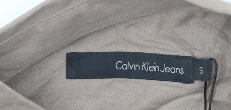 Calvin Klein Jeans Men's Brown Small Cotton Long Sleeve Button-Up Shirt