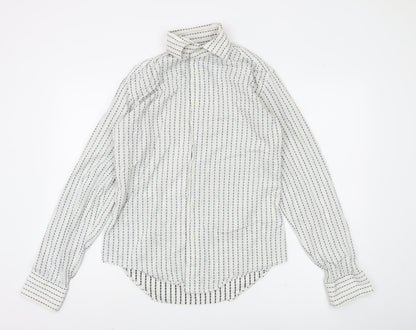 Zara Man White Striped Long Sleeve Button-Up Shirt Men's S 38in