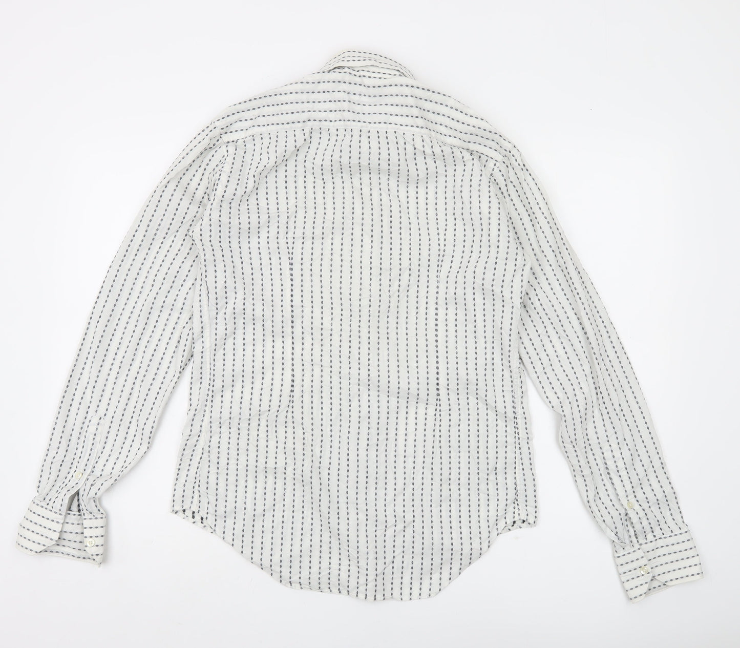 Zara Man White Striped Long Sleeve Button-Up Shirt Men's S 38in