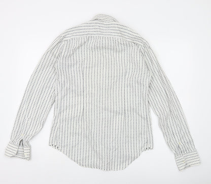 Zara Man White Striped Long Sleeve Button-Up Shirt Men's S 38in