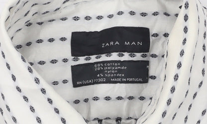 Zara Man White Striped Long Sleeve Button-Up Shirt Men's S 38in