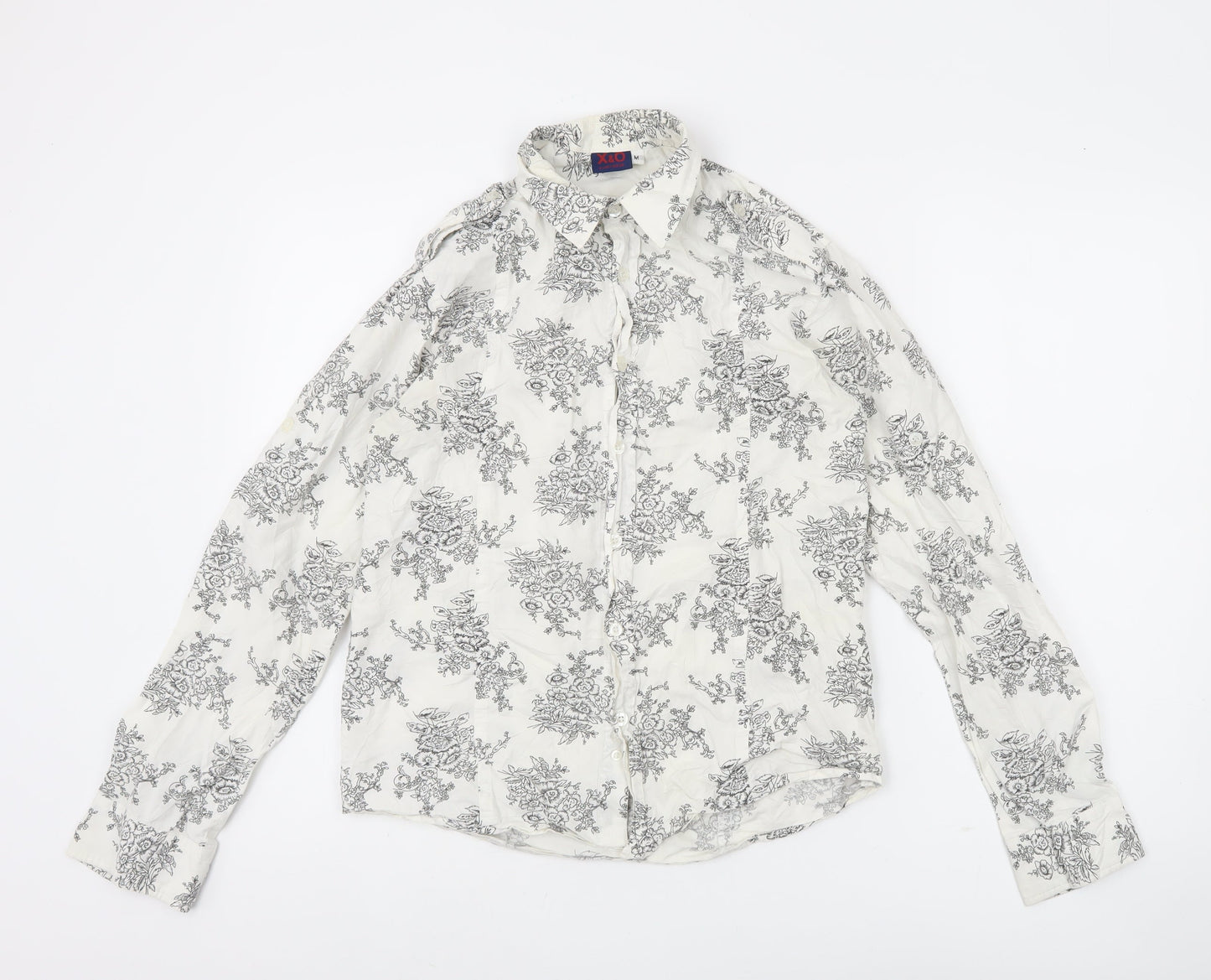 X&O Everywear Men's White Floral Long Sleeve Button-Up Shirt M