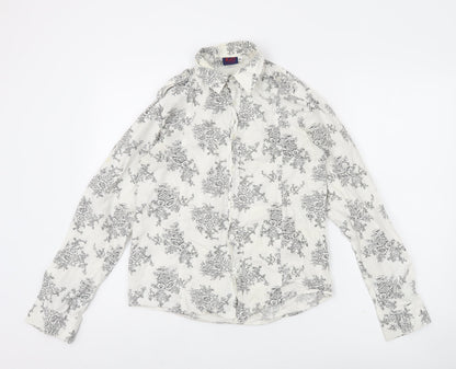 X&O Everywear Men's White Floral Long Sleeve Button-Up Shirt M