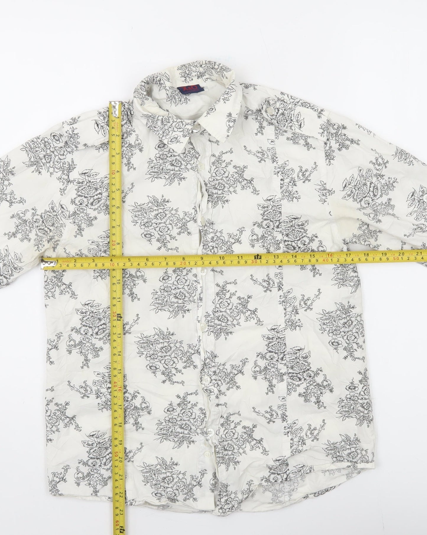 X&O Everywear Men's White Floral Long Sleeve Button-Up Shirt M