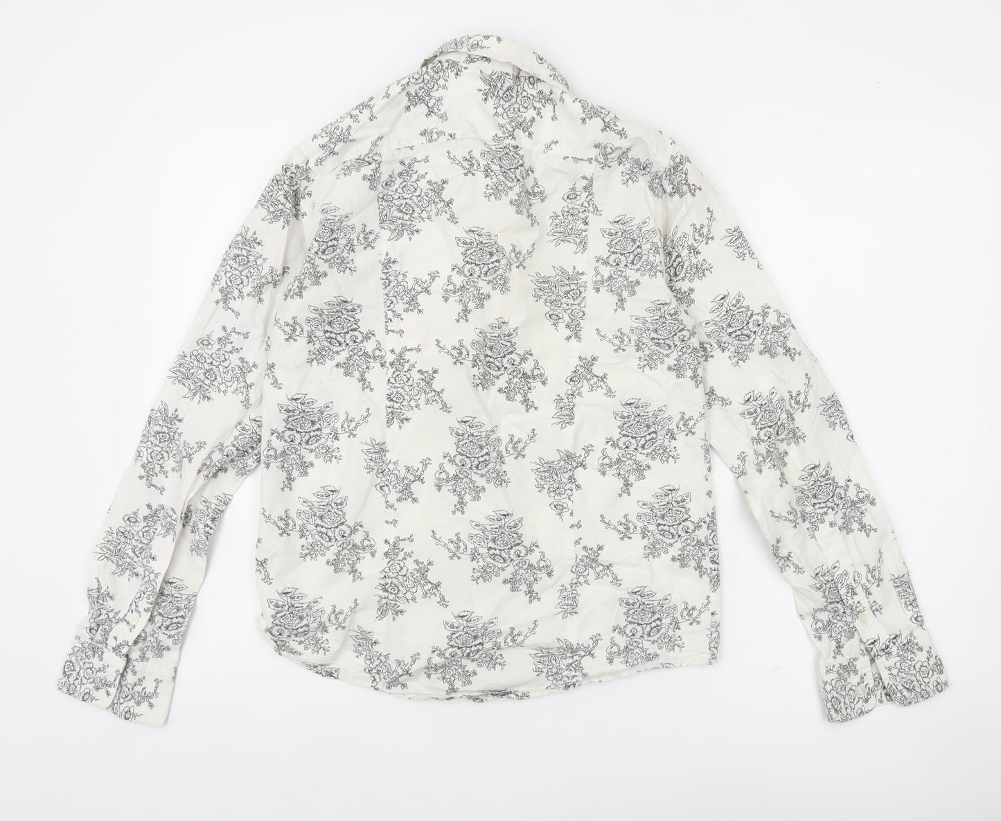 X&O Everywear Men's White Floral Long Sleeve Button-Up Shirt M