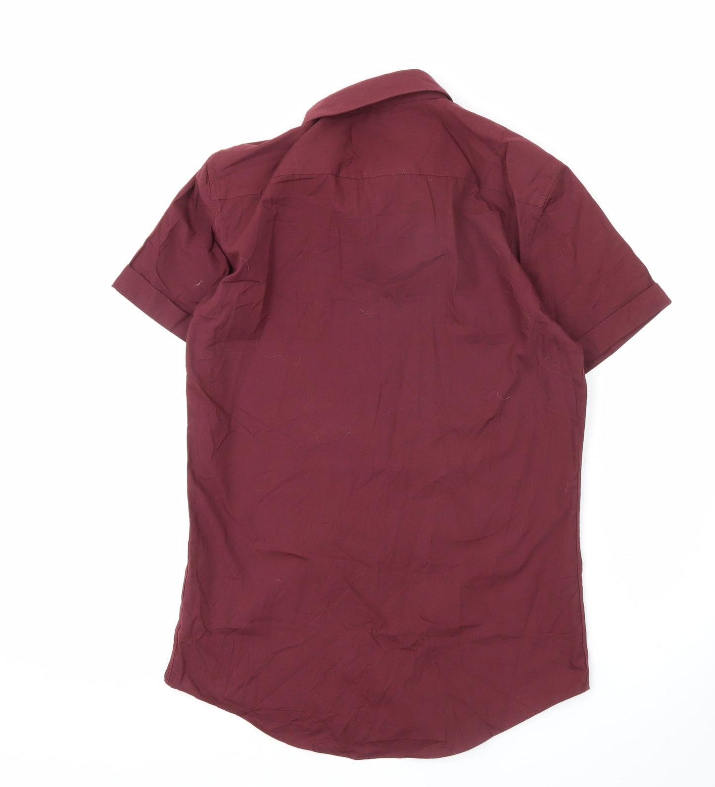 Topman Men's Red Short Sleeve Button-Up Shirt Size S Woven Cotton Blend