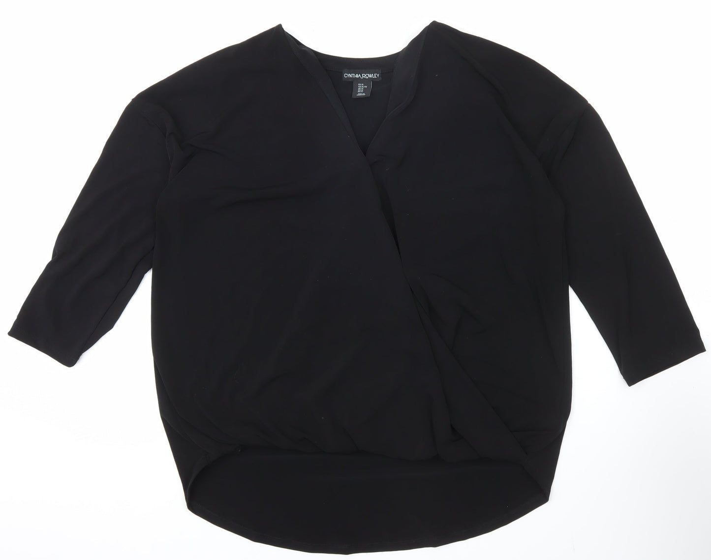 Womens UK Size XL Cynthia Rowley Black Wrap Blouse