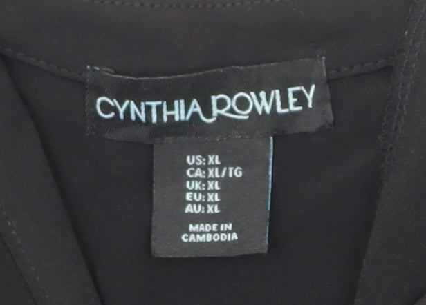 Womens UK Size XL Cynthia Rowley Black Wrap Blouse