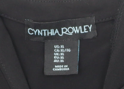 Womens UK Size XL Cynthia Rowley Black Wrap Blouse