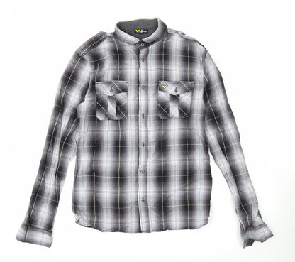 Voi Jeans Men's Black Plaid Long Sleeve Button-Up Shirt M 40in