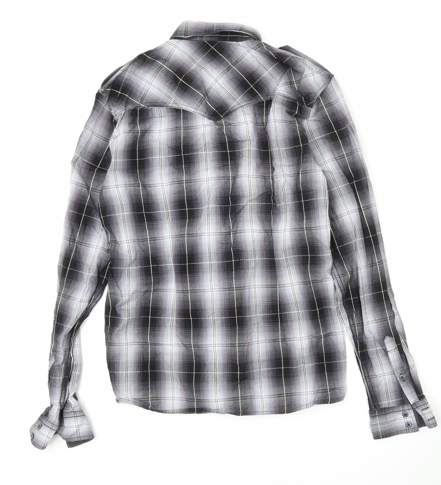Voi Jeans Men's Black Plaid Long Sleeve Button-Up Shirt M 40in
