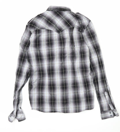 Voi Jeans Men's Black Plaid Long Sleeve Button-Up Shirt M 40in