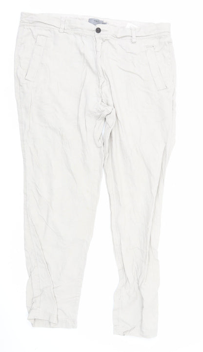 Marks and Spencer Men's Beige Slim Fit Casual Linen Blend Trousers 38W 31L