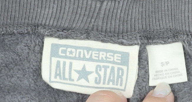 Converse Men's Grey Jogger Sweatpants S Regular Fit Cotton Blend