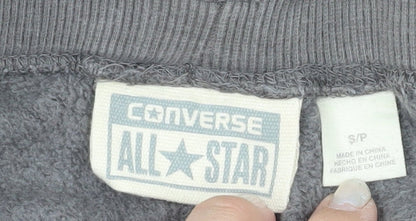 Converse Men's Grey Jogger Sweatpants S Regular Fit Cotton Blend