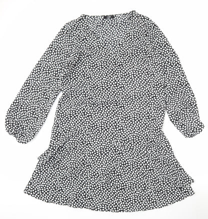 Wallis Women’s Black Geometric Short A-Line Dress Size 10