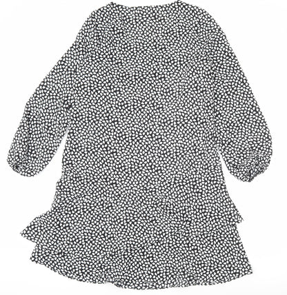 Wallis Women’s Black Geometric Short A-Line Dress Size 10