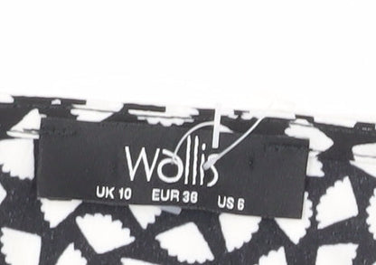 Wallis Women’s Black Geometric Short A-Line Dress Size 10