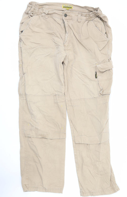 Workwear Men's Beige Cargo Trousers 38in Waist Regular Fit