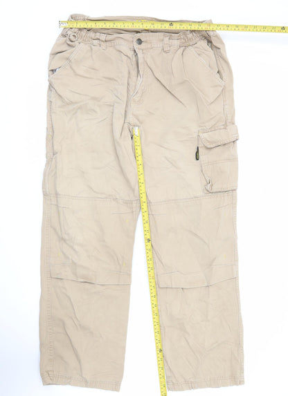 Workwear Men's Beige Cargo Trousers 38in Waist Regular Fit