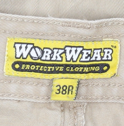 Workwear Men's Beige Cargo Trousers 38in Waist Regular Fit