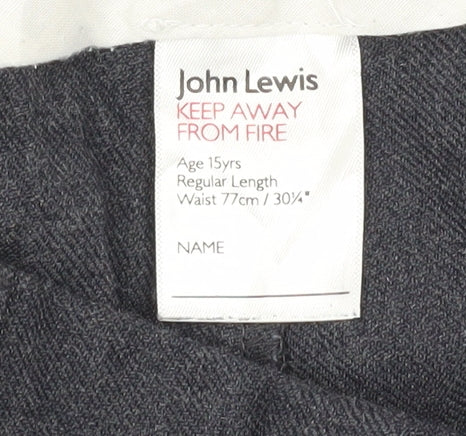 John Lewis Boys Grey 15Y Regular Fit Wool Blend Dress Trousers School Formal